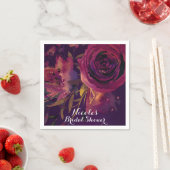 ブルガンディワインフローラバラパープルブライダルシャワー スタンダードカクテルナプキン (インサイチュ)