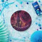 ブルガンディワインフローラバラパープルブライダルシャワー ペーパープレート (パーティー)