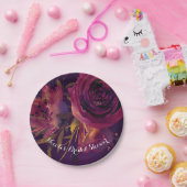 ブルガンディワインフローラバラパープルブライダルシャワー ペーパープレート (パーティー)