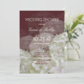 ブルガンディワインホワイトアジサイウェディングシャワー 招待状 (スタンド正面)