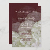 ブルガンディワインホワイトアジサイウェディングシャワー 招待状 (正面/裏面)