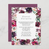 ブルガンディワインボホフローラ結婚ズゲスト詳細 エンクロージャーカード (正面/裏面)