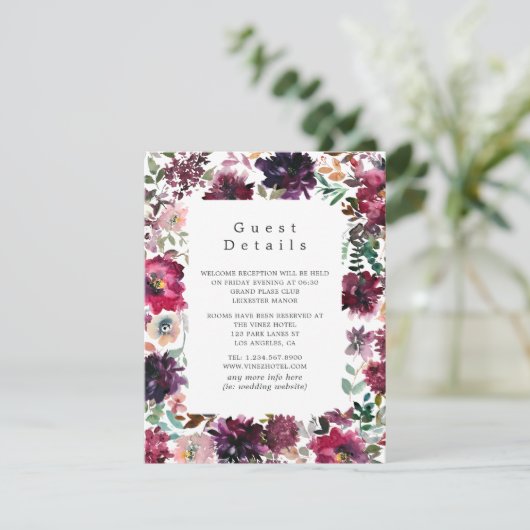 ブルガンディワインボホフローラ結婚ズゲスト詳細 エンクロージャーカード (スタンド正面)