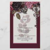 ブルガンディワイン結婚フローラ秋冬招待状 チラシ (裏面)