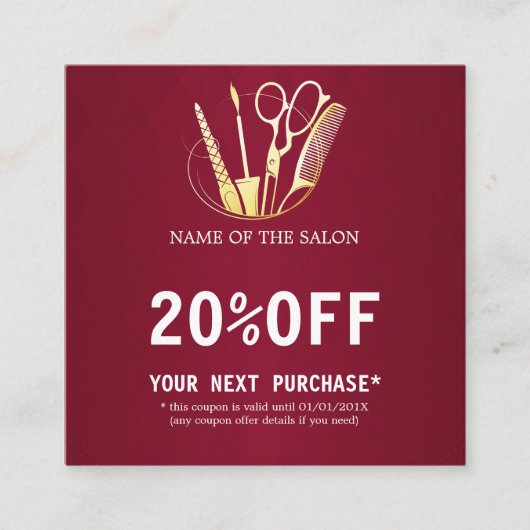 ブルガンディワイン&ゴールデン美しいサロン割引カード 割引カード (正面)
