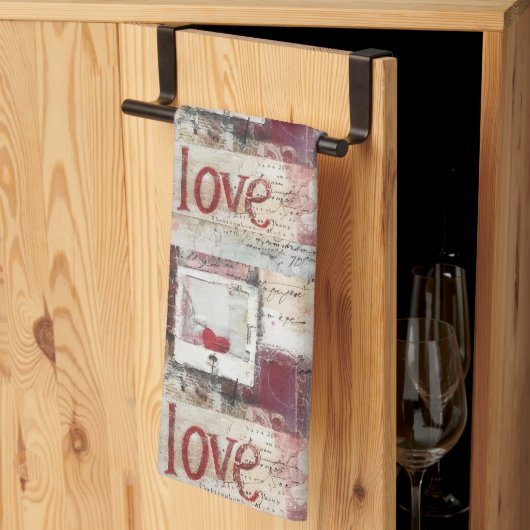 ブルガンディヴァレンティーズデザイン4 キッチンタオル (三つ折り)