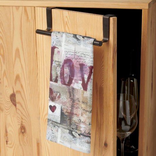 ブルガンディヴァレンティーズデザイン5 キッチンタオル (三つ折り)