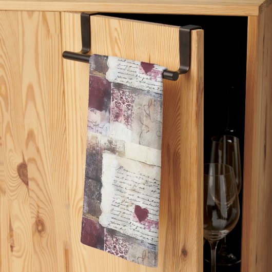 ブルガンディヴァレンティーズデザイン9 キッチンタオル (三つ折り)