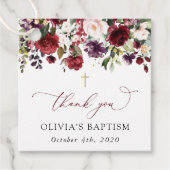 ブルガンディーの花、ピンクの花、洗礼のフラワー フェイバータグ (正面)