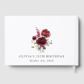 ブルガンディーの花、赤い花、ボヘミアン、誕生日 ゲストブック (裏面)