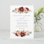 ブルガンディーアンドピーチフローラ結婚式招待状 招待状 (スタンド正面)