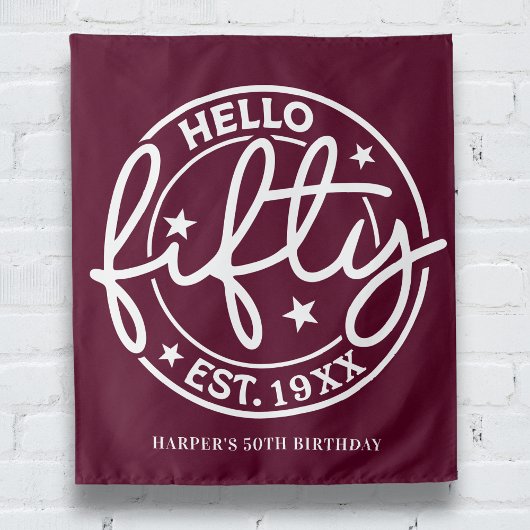 ブルガンディーハローフィフティ50誕生日 タペストリー