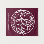 ブルガンディーハローフィフティ50誕生日 タペストリー (正面(横))