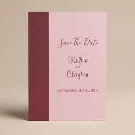 ブルガンディーバーミニマリスト結婚式Save The Date 招待状