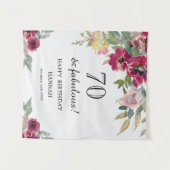 ブルガンディーピンクフローラ70誕生日 タペストリー (正面(横))