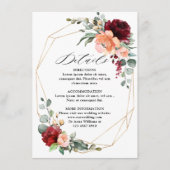 ブルガンディーピーチコーラルオレンジユーカリ結婚プス エンクロージャーカード (正面)