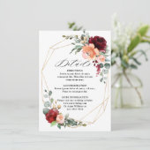 ブルガンディーピーチコーラルオレンジユーカリ結婚プス エンクロージャーカード (スタンド正面)