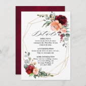 ブルガンディーピーチコーラルオレンジユーカリ結婚プス エンクロージャーカード (正面/裏面)