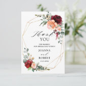 ブルガンディーピーチコーラルオレンジユーカリ結婚プス サンキューカード (スタンド正面)