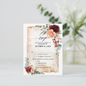 ブルガンディーピーチコーラルピンクローズユーカリプタスRSVP ポストカード (スタンド正面)