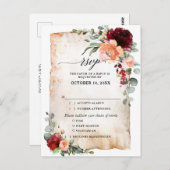 ブルガンディーピーチコーラルピンクローズユーカリプタスRSVP ポストカード (正面/裏面)