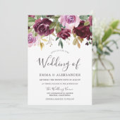 ブルガンディーベリー&薄紫フローラ秋の結婚式 招待状 (スタンド正面)