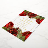 ブルガンディーレッドと金ゴールドヴィンテージバラキンセアニラFo 箔招待状 (回転した状態)