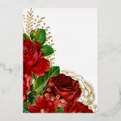 ブルガンディーレッドと金ゴールドヴィンテージバラキンセアニラFo 箔招待状 (裏面)