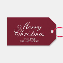 ブルガンディーレッドのエレガントなクラシックなメリークリスマス ギフトタグ