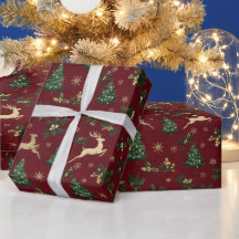 ブルガンディーレッドのクリスマス 、金のトナカイ