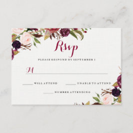 ブルガンディーレッドフラワー 秋の結婚式 RSVP