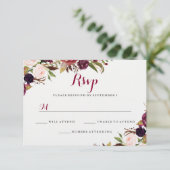 ブルガンディーレッドフラワー 秋の結婚式 RSVP (スタンド正面)
