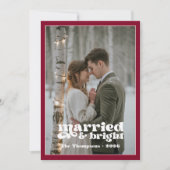 ブルガンディー＆ブラッシュの新婚夫婦のクリスマス シーズンカード (正面)