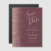 ブルガンディー ローズゴールド ギャザー マグネット式 Save the Date (正面/裏面)