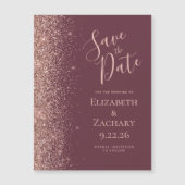 ブルガンディー ローズゴールド ギャザー マグネット式 Save the Date (正面)