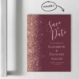 ブルガンディー ローズゴールド ギャザー マグネット式 Save the Date
