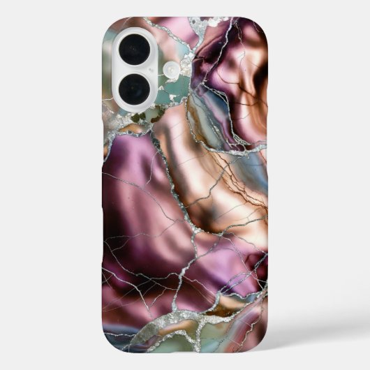 ブルガンディ大理石のスマホケース ゴールドの抽象的なラグジュアリーデザイン Case-Mate iPhoneケース (裏面)
