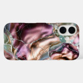 ブルガンディ大理石のスマホケース ゴールドの抽象的なラグジュアリーデザイン Case-Mate iPhoneケース (裏面 (横))