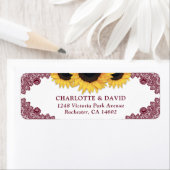 ブルガンディ素朴シックひまわり差出人住所 ラベル (インサイチュ)