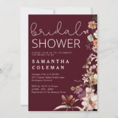 ブルガンディ素朴ボホワイルドホルワーシックブライダルシャワー 招待状 (正面)
