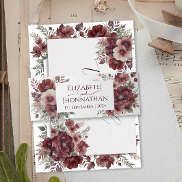 ブルガンディ素朴マルサラフローラ水結婚色の 招待状ベリーバンド