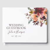 ブルガンディ結婚オレンジフローラズゲストブック ゲストブック (正面)