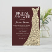 ブルガンディ結婚ゴールデンブライダルシャワー招待状 招待状 (スタンド正面)