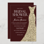 ブルガンディ結婚ゴールデンブライダルシャワー招待状 招待状 (正面/裏面)