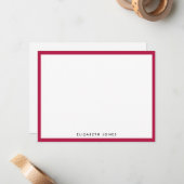 ブルガンディ赤シンプルシモダンッククラシックミニマリスト ノートカード (正面/裏面インサイチュ)