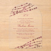 ブルガンディ雪の結晶ウィンターキンセアニラ アクリル招待状 (正面)