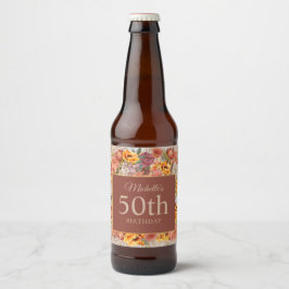 ブルガンディ オレンジ クリーム 花柄 誕生日 名前 年齢 ビールラベル