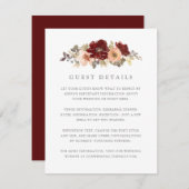 ブルガンディ&ピーチフローラ結婚ズゲスト詳細 エンクロージャーカード (正面/裏面)