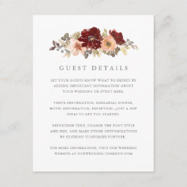 ブルガンディ&ピーチフローラ結婚ズゲスト詳細 エンクロージャーカード