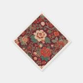 ブルガンディChinoiserieアンティークフローラヴィンテージ夏 スタンダードカクテルナプキン (角)
